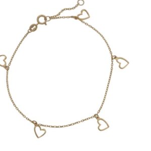 Armband med 5st hjÃ¤rtan 18k guld