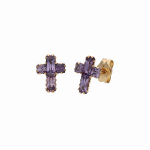 Örhänge i 18k guld kors med cubic zirconia